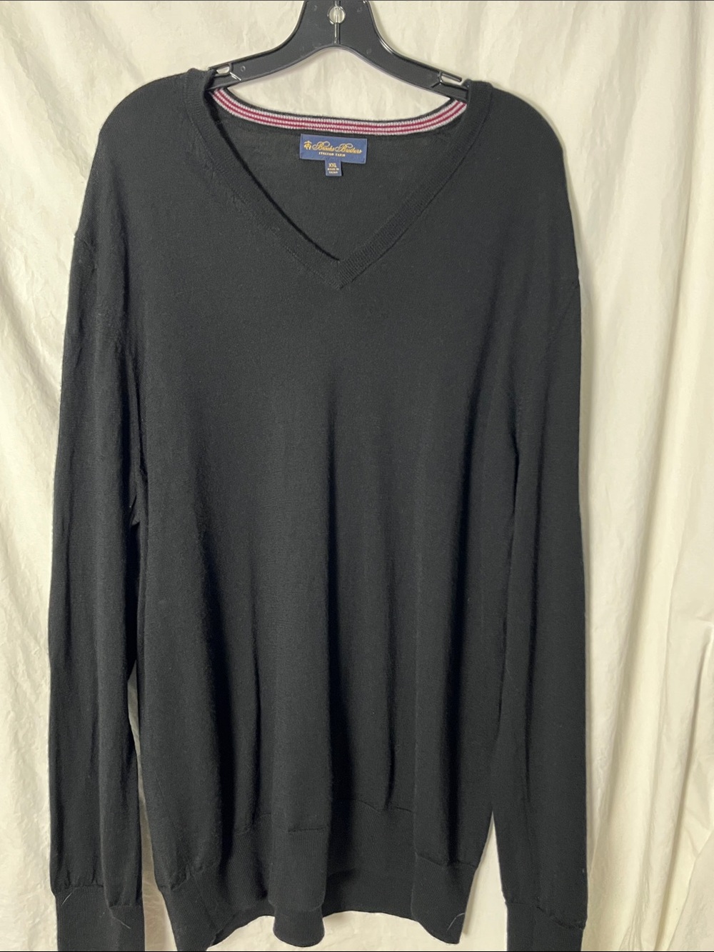 Brooks Brothers Black V-Neck Merino Wool Sweater Size XXL